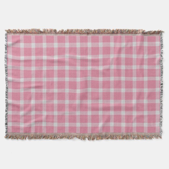 Rosa und Weiß kariertes Muster Decke (Vorderseite)