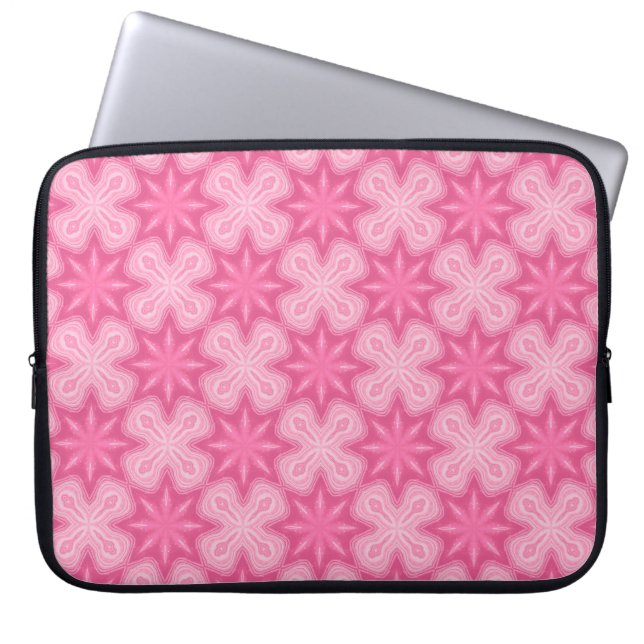 Rosa und Weiß Laptopschutzhülle (Vorderseite)