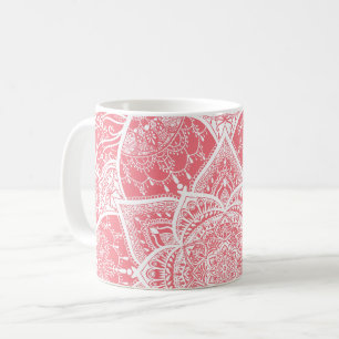 Rosa und Weiß Mandala - Loergano in Peach Kaffeetasse