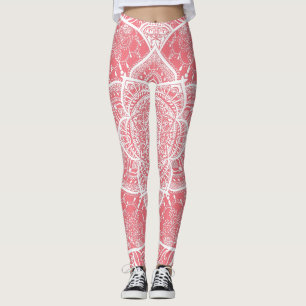 Rosa und Weiß Mandala - Loergano in Peach Leggings