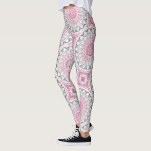 Rosa und Weiß Mandala Muster Design Leggings