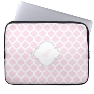 Rosa und Weiß marokkanisch mit Monogramm-Laptop-Si Laptopschutzhülle