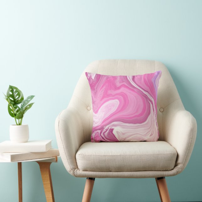 Rosa und Weiß mit einer Touch Lila Marmorkunst Kissen (Stuhl )
