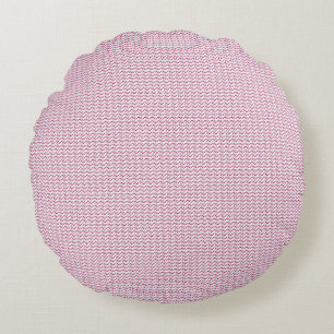 rosa und weiß mit gewellten Linien Rundes Kissen