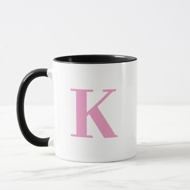 Rosa und weiß mit Monogramm Tasse (Links)