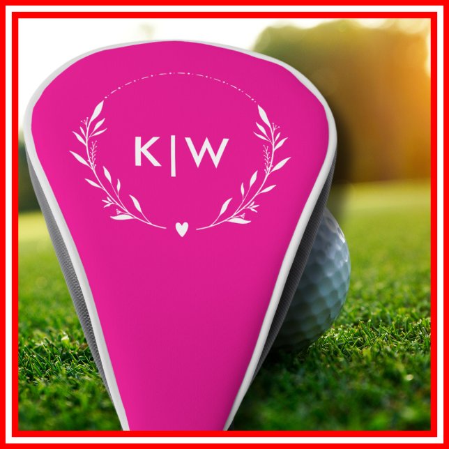 Rosa und Weiß | Monogram für moderne Initials Golf Headcover (Pink and White | Modern Initials Monogram Golf Head Cover)