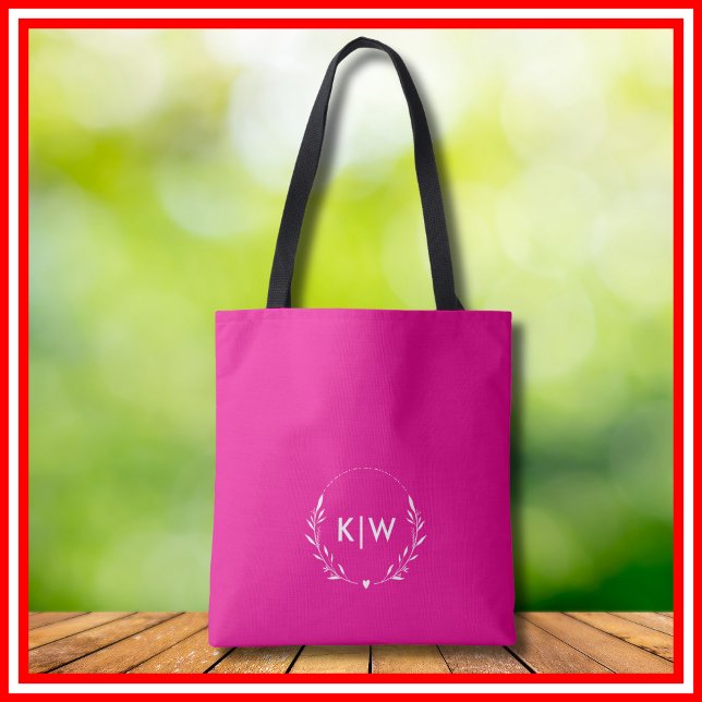 Rosa und Weiß | Monogram für moderne Initials Tasche (Pink and White | Modern Initials Monogram Tote Bag)