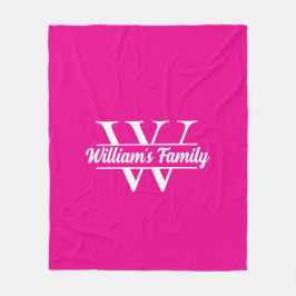 Rosa und Weiß | Monogramm für einfache Familiennam Fleecedecke