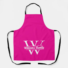 Rosa und Weiß | Monogramm für einfache Familiennam Schürze