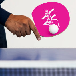 Rosa und Weiß | Monogramm für einfache Familiennam Tischtennis Schläger