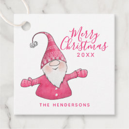 Rosa und Weiß Niedlich Gnome Custom Frohe Weihnach Geschenkanhänger