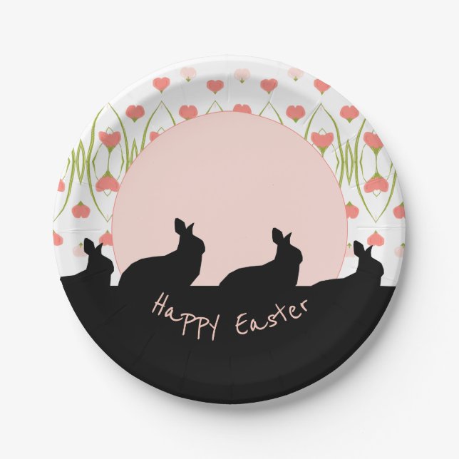 Rosa und Weiß Pappteller (Vorderseite)