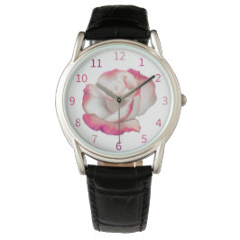 Rosa und Weiß - pastellfarbene Kunst Armbanduhr