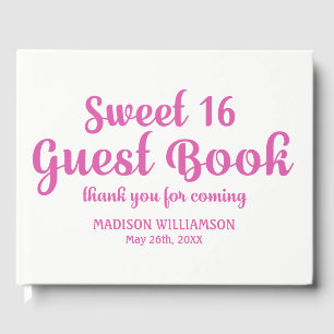 Rosa und Weiß Personalisiert Sweet 16 Party Gästebuch