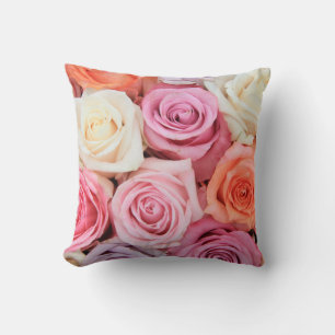 Rosa und Weiß Rose Druckkopf Kissen