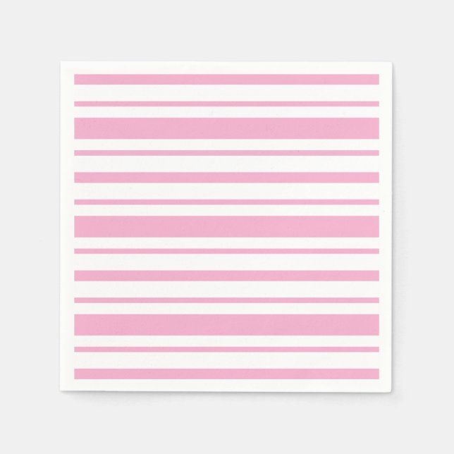 Rosa und Weiß Streifenmuster Serviette (Vorderseite)