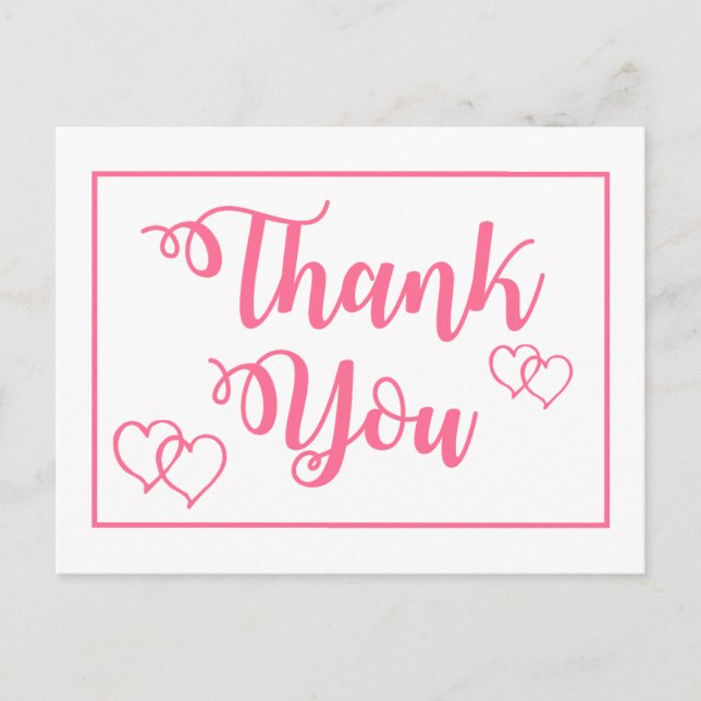 Rosa und Weiß Vielen Dank für Ihre Herzenslust Postkarte (Vorderseite)