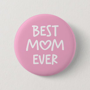 Rosa und Weiß Whimsical Heart Beste Mutter überhau Button
