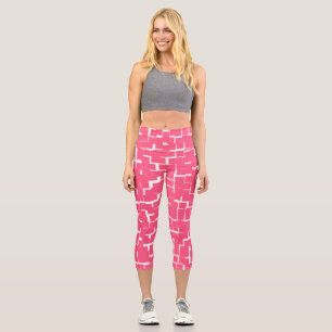 Rosa und Weiß, Yoga, Fitness, Capri Leggings
