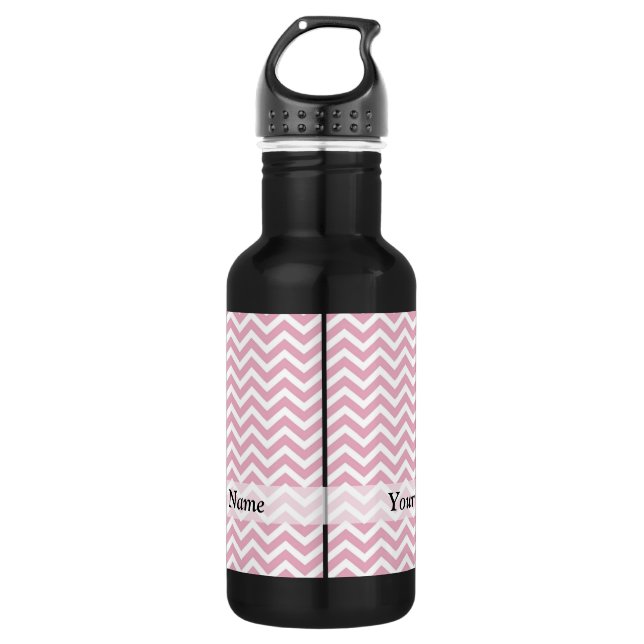 Rosa und weiß Zickzack Trinkflasche (Vorderseite)