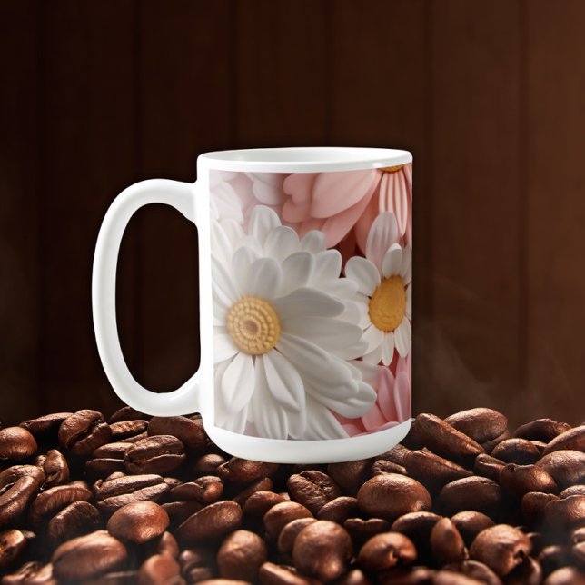 Rosa und weiße 3D-Blume Kaffeetasse (Von Creator hochgeladen)