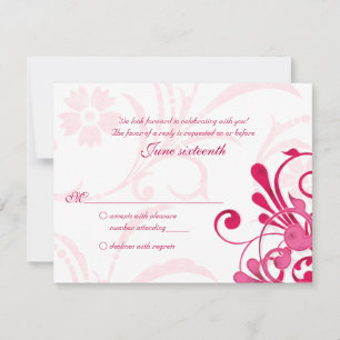 Rosa und Weiße Abstrakte Florale Antwortkarte RSVP Karte