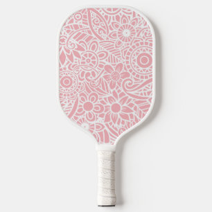 Rosa und weiße Abstrakte tropische Hawaiianer Flor Pickleball Schläger