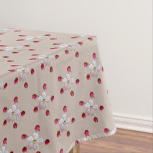 Rosa und weiße Apfelblüte auf Lucky Beige Tischdecke