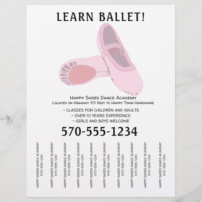 Rosa und weiße Balletttanze Abreißen Streifen Flye Flyer (Vorne)