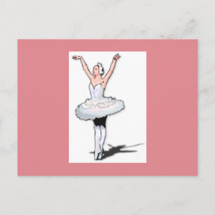 Rosa und weiße Balletttänzerin Ballerina Mädchen Postkarte