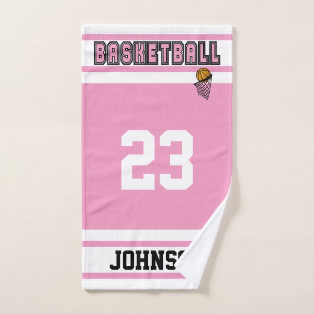 Rosa und weiße 🏀 Basketball Handtuch (Handtuch)