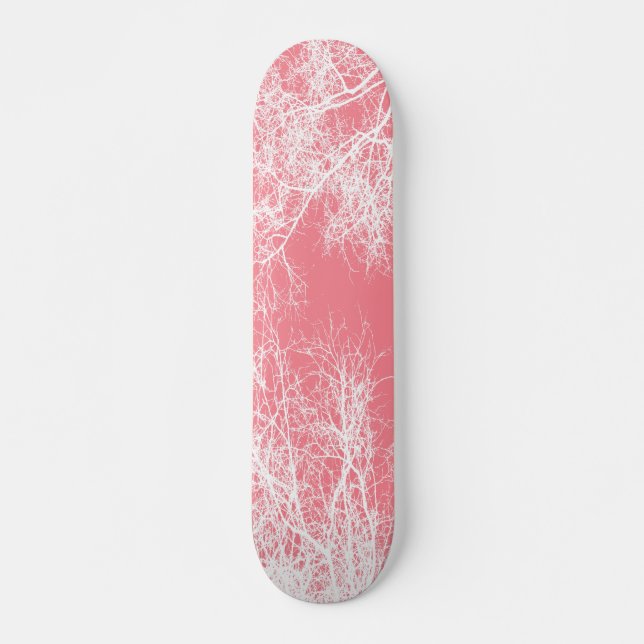 Rosa und weiße Bäume Skateboard (Vorne)
