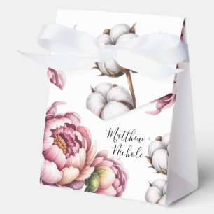 Rosa und weiße Baumwoll-Hochzeit Geschenkschachtel