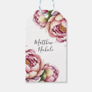 Rosa und weiße Baumwoll-Hochzeits-Dankeschön Geschenkanhänger