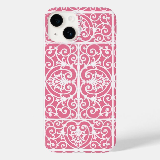 Rosa und weiße Blätter Case-Mate iPhone 14 Hülle (Rückseite)