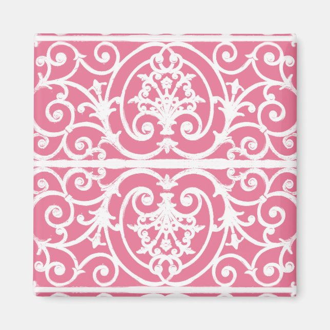 Rosa und weiße Blätter Magnet (Vorne)