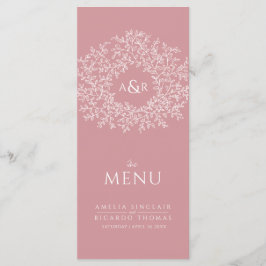 Rosa und weiße Blätter zeichnend Mono-Hochzeit Menükarte