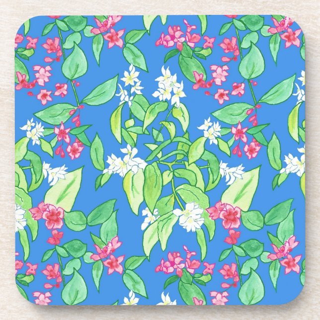Rosa und weiße Blossom mit Korkunterlage und Tisch Untersetzer (Vorderseite)