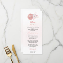 Rosa und weiße Blume botanisches Hochzeitsmenü Menükarte