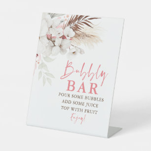 Rosa und weiße Blume Bubbly Bar Sockelschild