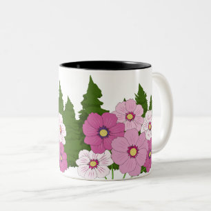 Rosa und weiße Blume Eleganter Blumengarten Zweifarbige Tasse