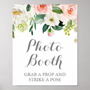 Rosa und weiße Blume Hochzeitskabine Foto Auszeich Poster