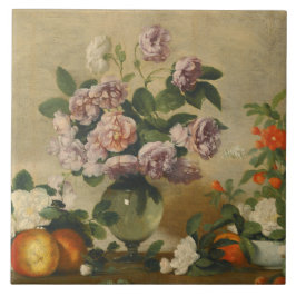Rosa und weiße Blume (Peonies Still Life) Fliese