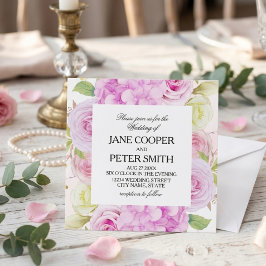 Rosa und weiße Blumen Budget-Hochzeitseinladung Einladung