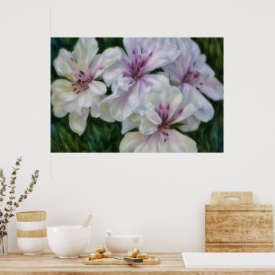 Rosa und Weiße Blumen Florale Kunst Poster Druck