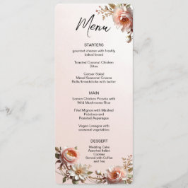 Rosa und weiße Blumen Menü Menükarte