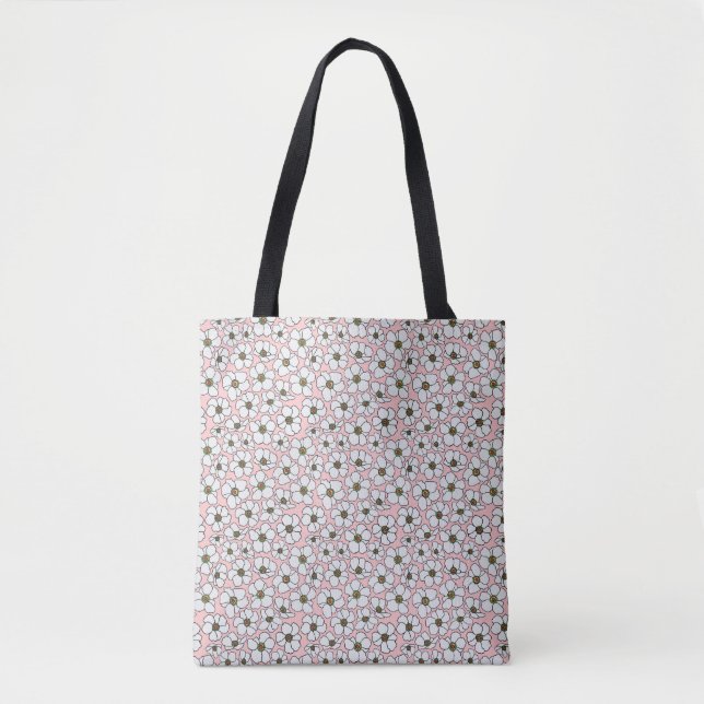Rosa und weiße Blumen Tasche (Vorderseite)