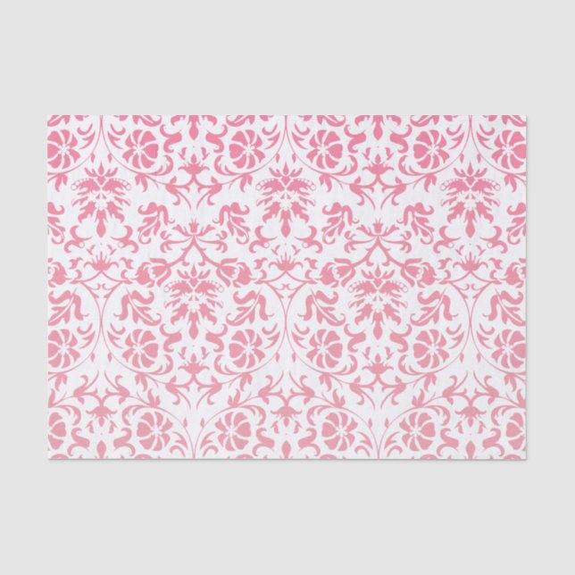 Rosa und weiße BlumenDamast Seidenpapier (Vorderseite)