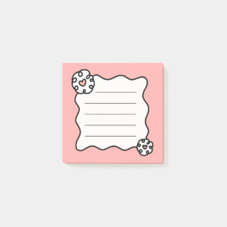 rosa und weiße Blumenherz, wellige Haftnotizen Post-it Klebezettel