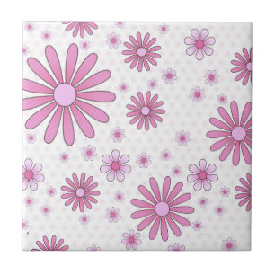 Rosa und weiße Blumenkraft Retro-Blumenmuster Fliese